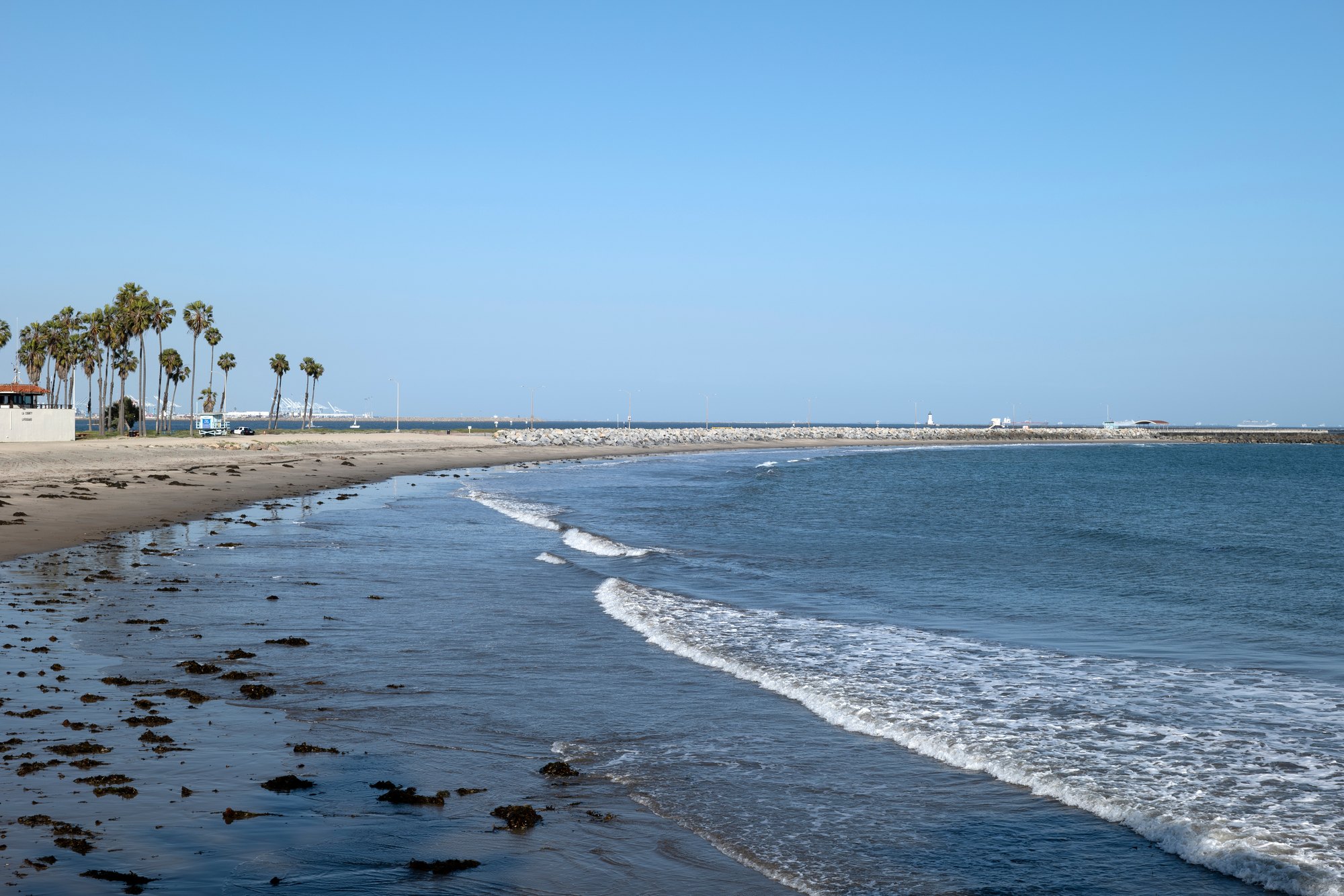 The beach at the Long Beach breakwater